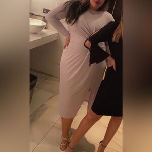 Eloquii Soft Lavender Long Sleeve Midi Dress